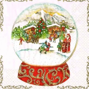 Салфетка для декупажа "Снежный шар" бумажная, 611617, 33х33 см